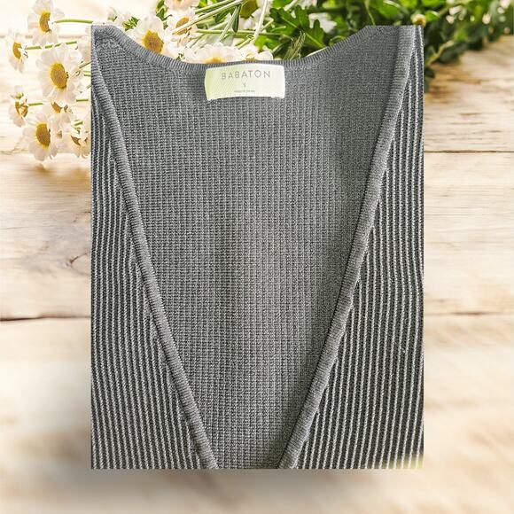 Babaton Sculpt Knit Tank Top Women’s Size S Black Ribbed Sleeveless Crop - Picture 4 of 4